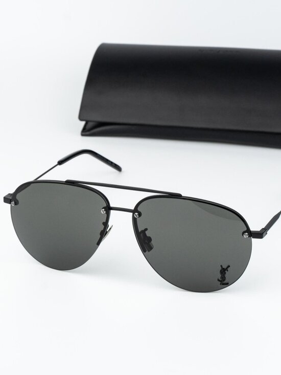 Saint Laurent Women Sunglasses Matte Black Grey Pilot CLASSIC11/F M 005 main image 9